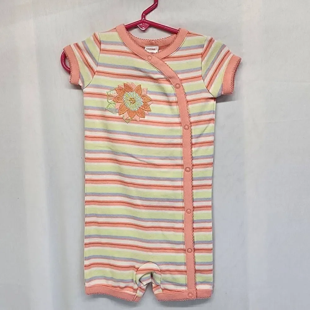Gymboree Stripe Flower Embroidered Romper Size 18-24 mos NWT